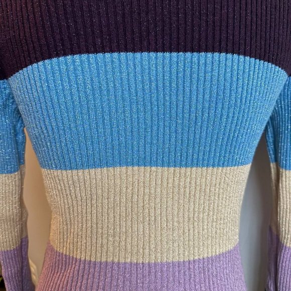 ❌SOLD❌ NY&CO Cool Metallic Striped Turtleneck Sweater - Size Medium - Picture 8 of 9